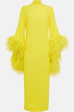 ‎Taller Marmo‎ Del Rio feather-trimmed midi dress