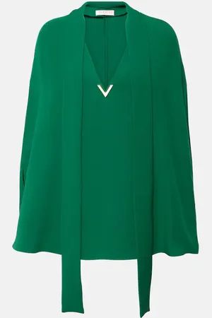 VALENTINO Caped tie-neck silk blouse