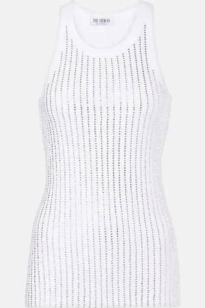 The Attico Crystal-embellished cotton tank top