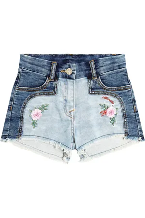 MONNALISA Embroidered denim shorts