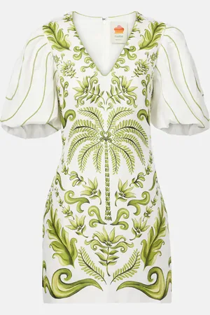 Farm Rio Milani Off- printed linen minidress