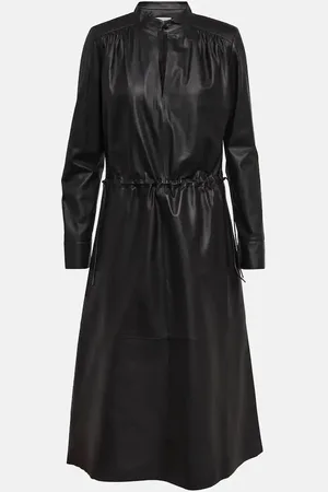 YVES SALOMON Leather midi dress