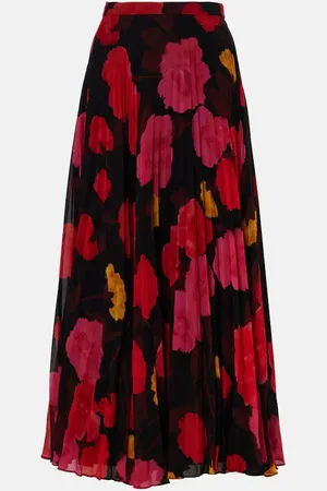 Erdem Pleated floral midi skirt