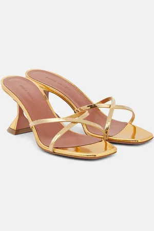 Amina Muaddi Henson 70 metallic leather mules
