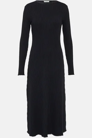 Vince Ribbed-knit cotton-blend midi dress