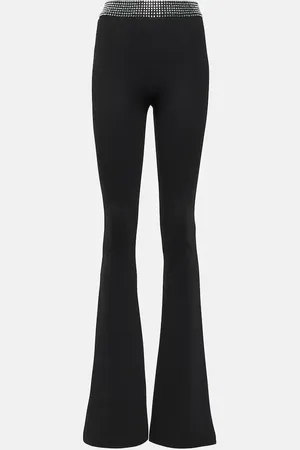 DAVID KOMA Crystal-embellished jersey flared pants