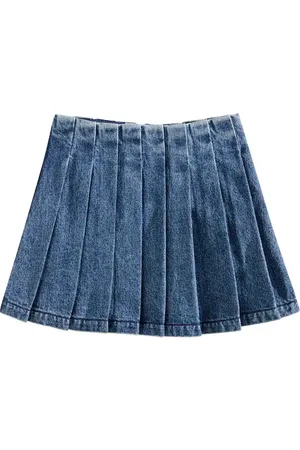 Self-Portrait Pleated denim skirt