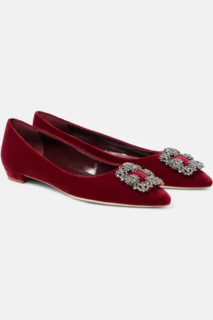 Manolo Blahnik Hangisi embellished velvet ballet flats