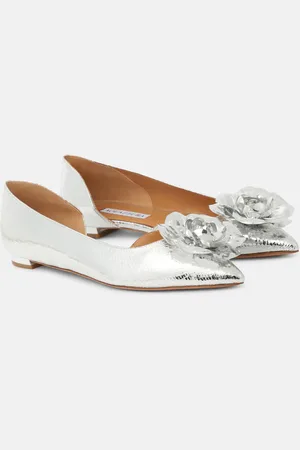Aquazzura Paris Rose mirrored leather ballet flats
