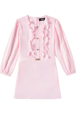 VERSACE Ruffled crÃªpe de chine dress
