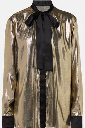 Dolce & Gabbana Tie-neck silk-blend lamÃ© blouse
