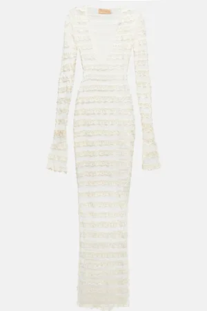 AYA MUSE Semi-sheer lace maxi dress