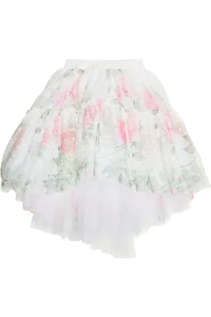 MONNALISA Floral flocked tulle skirt