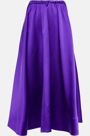 VALENTINO Pleated satin midi skirt