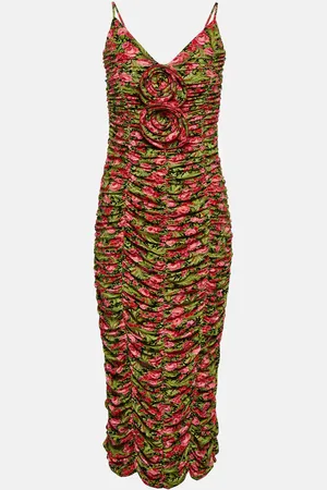 MAGDA BUTRYM Floral-appliquÃ© ruched jersey midi dress