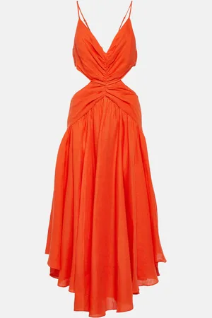 ZIMMERMANN Raie cutout linen midi dress