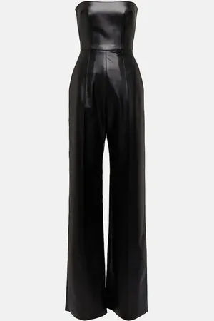 ALEX PERRY Strapless faux-leather jumpsuit