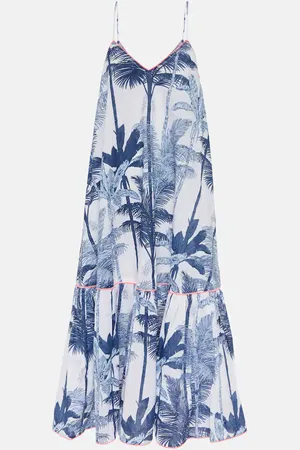 Juliet Dunn Printed cotton slip midi dress