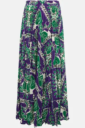 VALENTINO Printed high-rise silk midi skirt