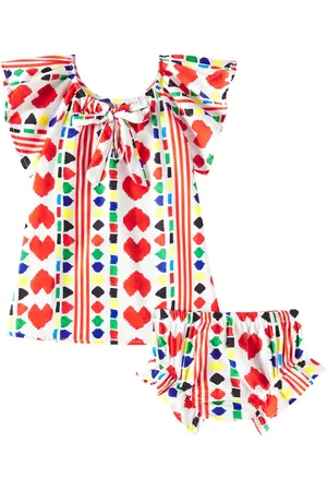 FÁBULA Baby printed cotton dress and bloomers set