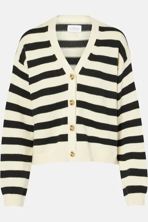 Velvet Elodie striped cotton and cashmere cardigan
