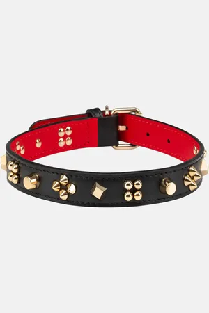 Christian Louboutin Loubicollar embellished leather dog collar