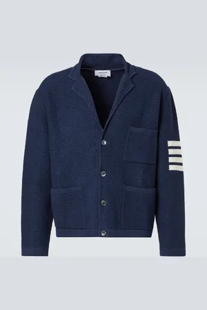 Thom Browne 4-Bar linen and cotton-blend cardigan