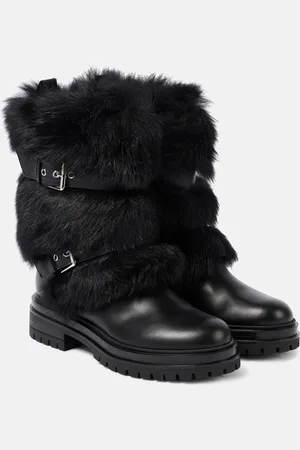 Gianvito Rossi Maverick leather and shearling biker boots