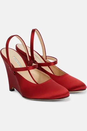 EMILIA WICKSTEAD Aster satin wedge pumps