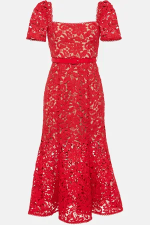 Self-Portrait Floral lace midi dress