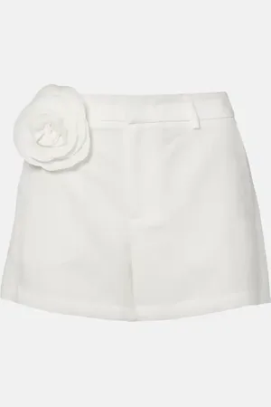 BLUMARINE Floral-appliquÃ© gabardine shorts
