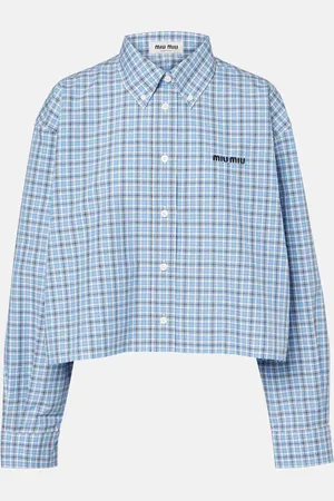 Miu Miu Cropped checked cotton shirt