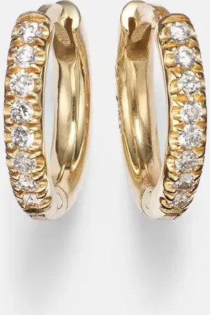 Ileana Makri Mini 18kt yellow hoop earrings with diamonds