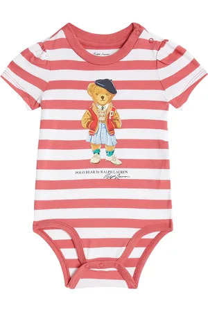 Ralph Lauren Baby Polo Bear striped cotton playsuit