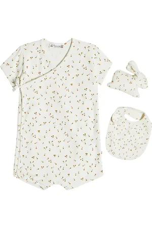 BONPOINT Baby Cado set of cotton playsuit and bib