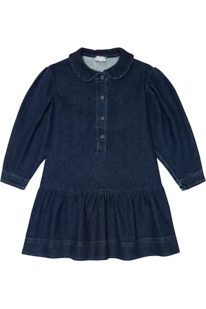 Il gufo Cotton-blend denim dress