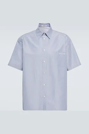 VALENTINO Striped cotton-blend shirt