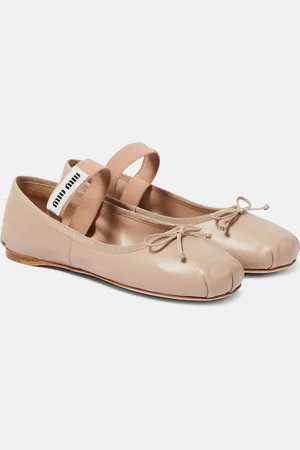 Miu Miu Logo leather ballet flats