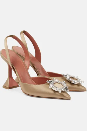 Amina Muaddi Begum 95 embellished satin slingback pumps