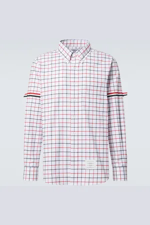Thom Browne RWB Stripe checked cotton flannel shirt