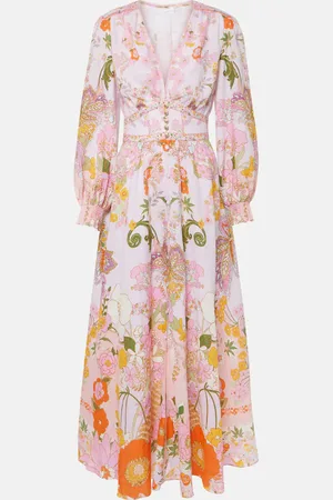 Camilla Embellished floral linen maxi dress