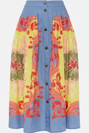 Etro Printed cotton poplin midi skirt