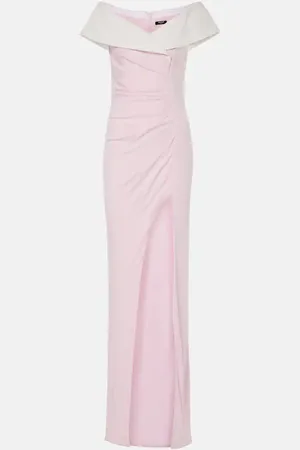 Balmain Draped off-shoulder jersey gown