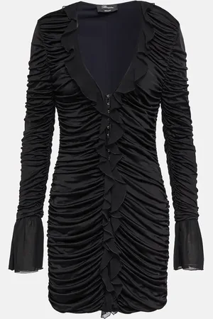 BLUMARINE Deep V-neck ruched minidress