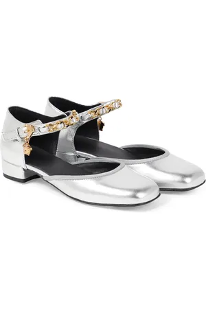 VERSACE La Medusa metallic leather flats