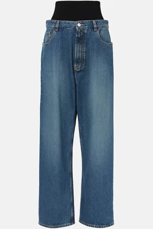 Alaïa High-rise jersey-trimmed straight jeans