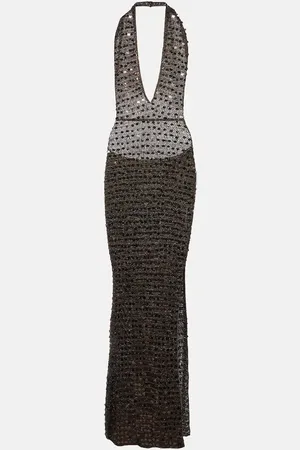AYA MUSE Enodia sequined halterneck maxi dress