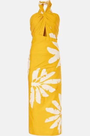 JOHANNA ORTIZ Printed twisted cutout midi dress