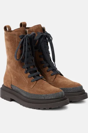 Brunello Cucinelli Monili suede combat boots