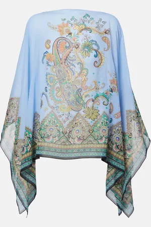 Etro Printed silk poncho